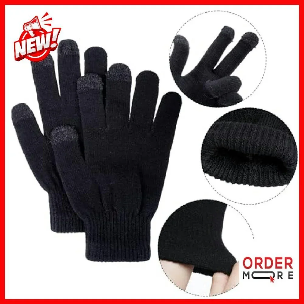 24 Pairs Touchscreen Winter Gloves Stretchy Knit Unisex Bulk Pack